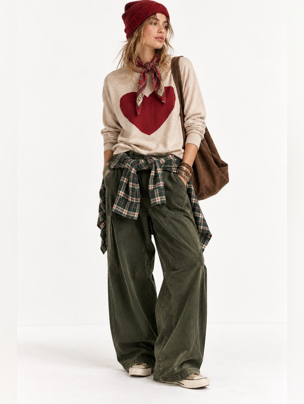 Splendid Heart Tan Sweater Valentine Long Sleeve